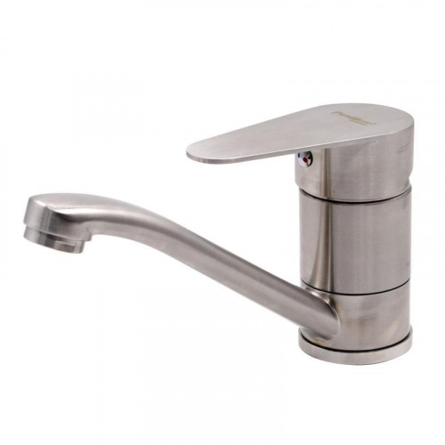 Смеситель для умывальника одноручный, короткий извив, нержавеющая сталь РемоКолор 67-0-783