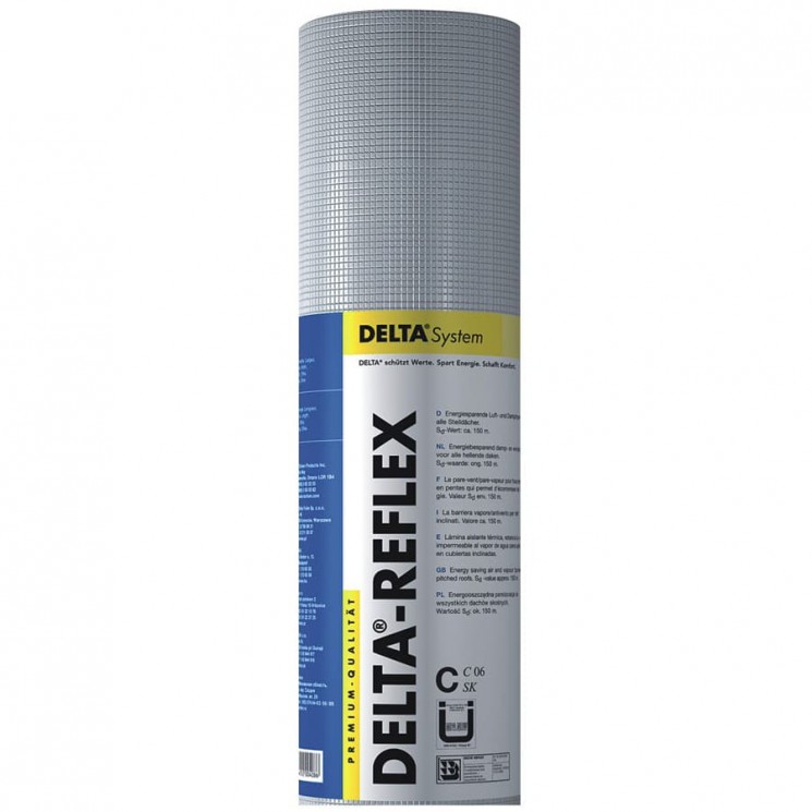 Пароизоляционная пленка с алюминиевым рефлексным слоем DELTA-REFLEX (Дельта Рефлекс) (1,5х50м) 75м2