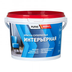 Краска интерьерная белая Pufas Decoself морозостойкая 1,72 л / 2,7 кг