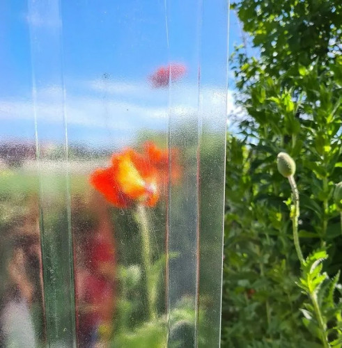 Профилированный поликарбонат трапеция МП-20 3000х1150х0,9мм (колотый лед прозрачный) Пластилюкс