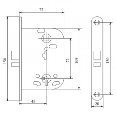 Замок врезной Palladium L004 SC Матовый хром