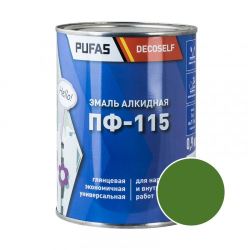 Эмаль ПФ-115 салатная Decoself Pufas, 0,9кг