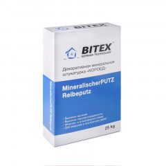 Штукатурка декоративная Bitex MineralisherPutze Reibeputz, Короед 2.0мм, бело-серый, 25кг