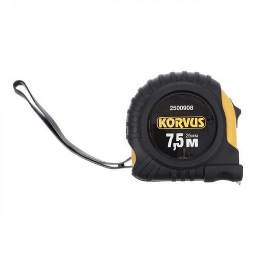 Рулетка обрезиненный корпус 7,5м*25мм Korvus 2500908