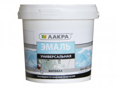 Эмаль универсальная акриловая матовая, белая, ЛАКРА 0,9 кг