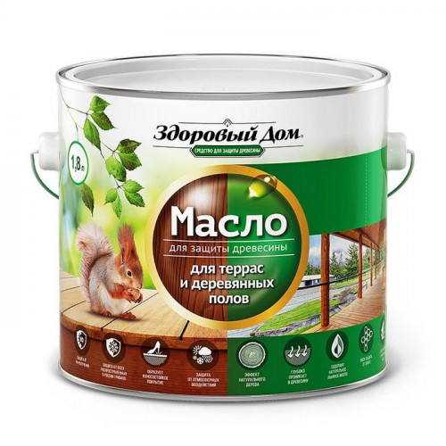 Масло для террас и деревянных полов Здоровый Дом Слоновая кость 1,8л