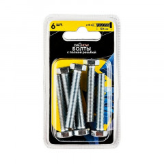 Болт шестигранный М8*50 оцинкованный DIN933 Bauhow, 6шт