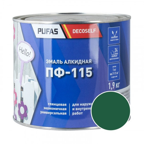 Эмаль ПФ-115 салатная Decoself Pufas, 1,9кг