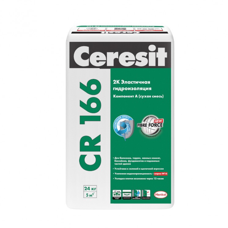 Эластичная гидроизоляционная масса CR 166 (компонент А) Ceresit 24 кг