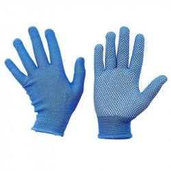 Перчатки рабочие синтетические прорезиненные синие/оранжевые BAUHOW