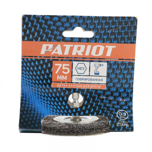 Щетка-крацовка дисковая 75мм, гофрированная проволока, для дрели Patriot 813010021