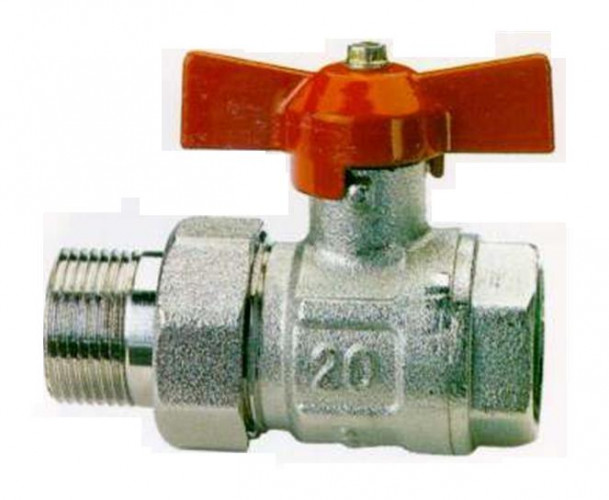 Кран шаровой бабочка накидная гайка STC-IDRO, ДУ20