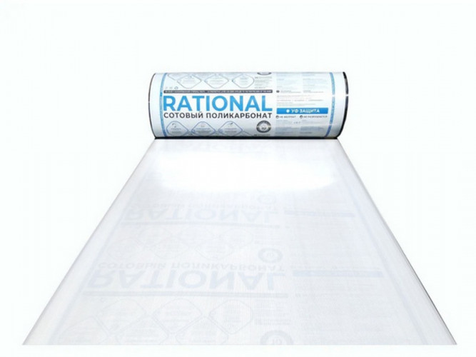 Сотовый поликарбонат 4мм Прозрачный 2,1х6м Рациональ Казанский 0,47кг/м2