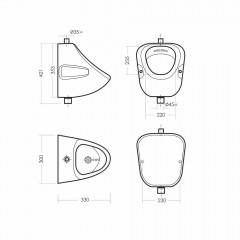 Писсуар Орион 330х300х421мм без сифона и крана, белый Sanita