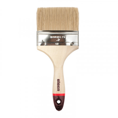 Кисть плоская 100мм, натуральная щетина, деревянная ручка, Суприм Бибер 31137