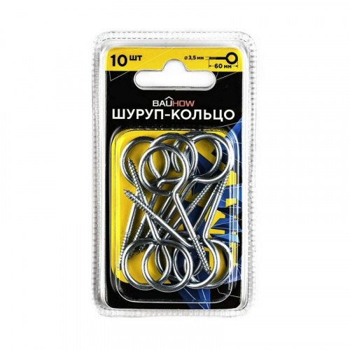 Шуруп-кольцо 3,5х40/60-10 оцинкованный 10шт в блистере Bauhow 89099