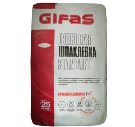 Шпаклевка гипсовая Gifas Standart, 25кг