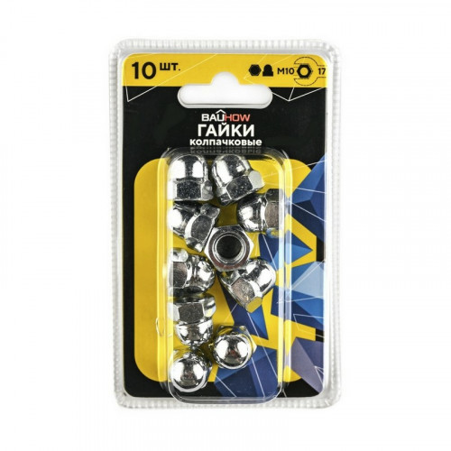 Гайка колпачковая М10 DIN1587, оцинкованная, Bauhow 10шт
