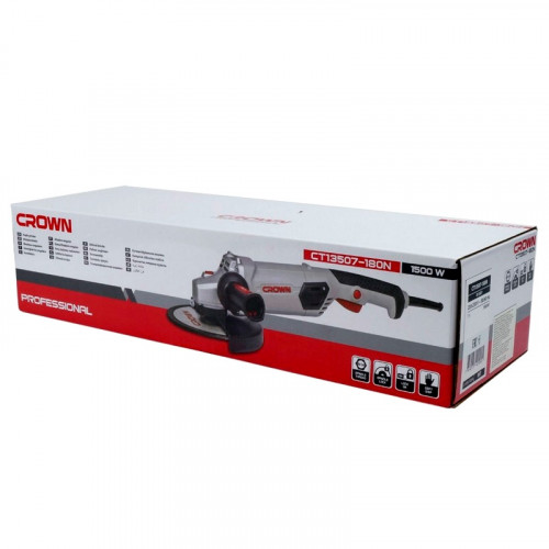 Углошлифовальная машина УШМ 180мм, 1500 Вт, 8500 об/мин Crown CT13507-180N