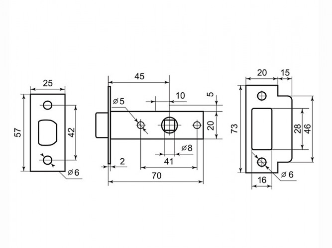 Защелка межкомнатная Фабрика замков 100 AB античная бронза