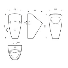 Писсуар Лонг 315х350х585мм без сифона и крана, белый SANITA LUXE