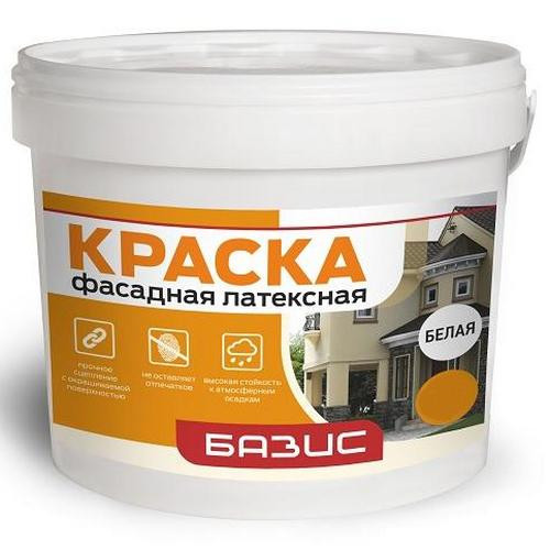 Краска фасадная латексная белая, 3 кг Базис Баупро