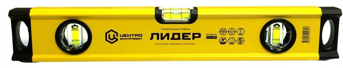 Уровень строительный, 400мм, 3 колбы, Л14 Лидер
