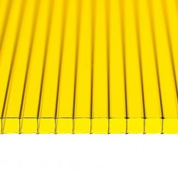Поликарбонат 2100х6000х6мм (желтый) Мультигрин 0.77кг/м2 пленка с 1 стороны