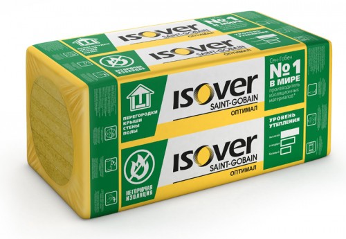 Теплоизоляция ISOVER Оптимал (100*500*1000) 4 шт. 2м2 (0,2м3), 30-34 кг/м3