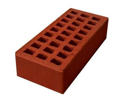 Кирпич керамический одинарный пустотелый лицевой Красный М 125-150 Ревда