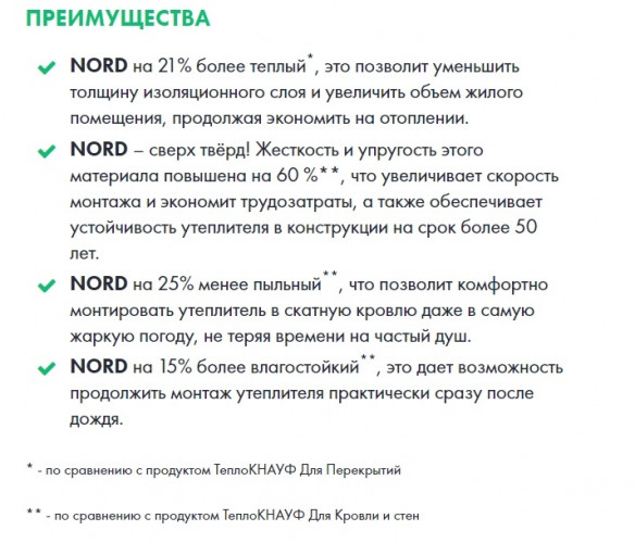Теплоизоляция Кнауф NORD TS033 (100х600х1250мм) 6шт. 4.5м2 (0,45м3) KNAUF INSULATION