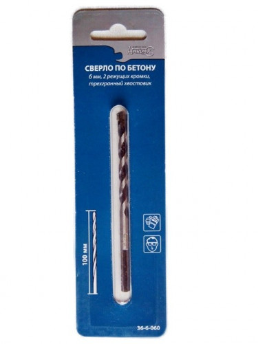 Сверло по бетону 6х100мм трехгранный хвостовик РемоКолор 36-6-060
