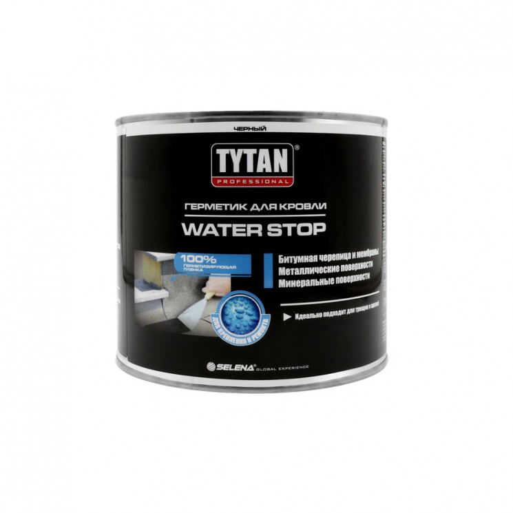 Герметик битумный для кровли Water Stop Tytan Professional черный 1,8кг