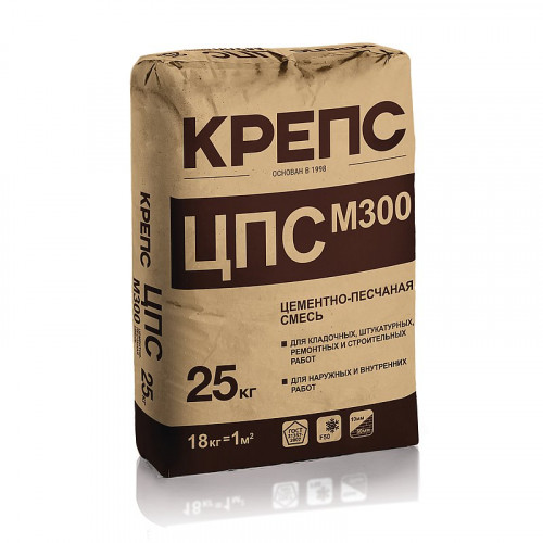 Цементно-песчаная смесь М-300 Крепс 25 кг