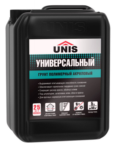 Грунтовка акриловая полимерная универсальная Unis, 10л