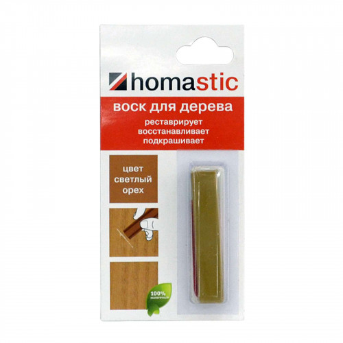 Воск для восстановления паркета и ламината, Орех светлый Homastic