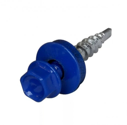 Саморез 5,5х19 кровельный сверло, RAL 5005 Сигнально-синий, 1 шт.