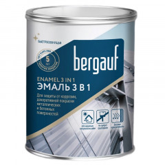 Грунт эмаль по ржавчине 3 в 1 черная алкидно-уретановая Bergauf 0,8кг