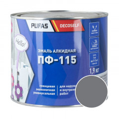 Эмаль ПФ-115 серая Decoself Pufas, 1,9кг