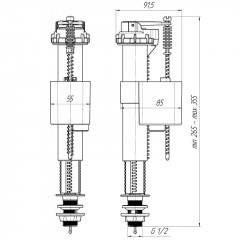 Арматура для бачка унитаза с нижней подводкой 1/2, латунный штуцер Ани WC5520