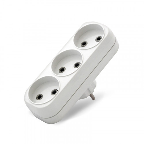Разветвитель на 3 гнезда плоский белый UNIVersal А203 (без заземления)