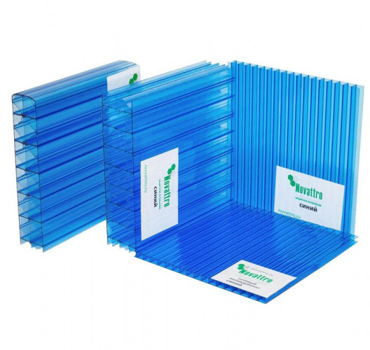 Сотовый поликарбонат 4мм Синий 2,1х12м Новаттро 0,75кг/м2