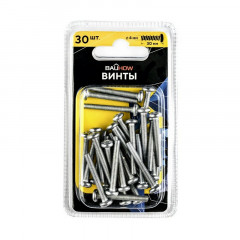 Винт с полукруглой головкой М4х30 DIN7985, оцинкованный 30шт. Bauhow