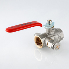 Кран шаровой 1 дюйм с дренажом и воздухоотводчиком, внутренняя резьба Valtec VT.245.N.06