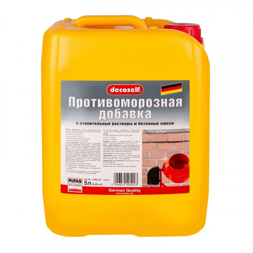 Противоморозная добавка для растворов, до -10, Pufas Decoself, 5л