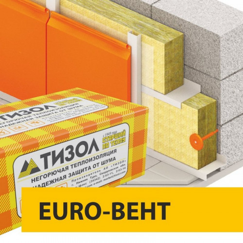 Теплоизоляция Евро Вент 70кг/м3 (100*600*1000) 4шт. 2,4м2 (0,24м3) Тизол