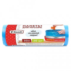 Мешки для мусора ПСД, суперпрочные Komfi PM320PSD голубые 30л 20шт