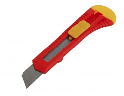 Нож строительный 18мм, пластмассовый автоблокировка РемоКолор 19-0-003