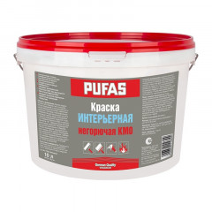 Краска интерьерная негорючая КМ0 белая Pufas, 10 л / 15,7 кг