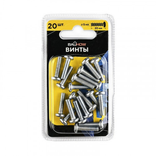 Винт с полукруглой головкой М5х20 DIN7985, оцинкованный 20шт. Bauhow